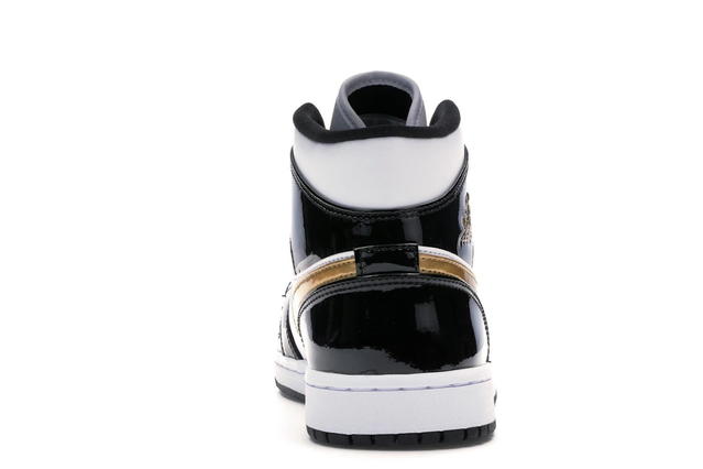 Jordan Jordan 1 Mid Patent Black White Gold - view 4