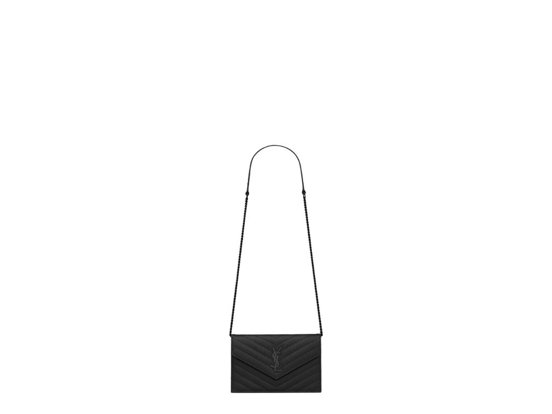 Saint Laurent Saint Laurent Cassandre Envelope Chain Wallet Black