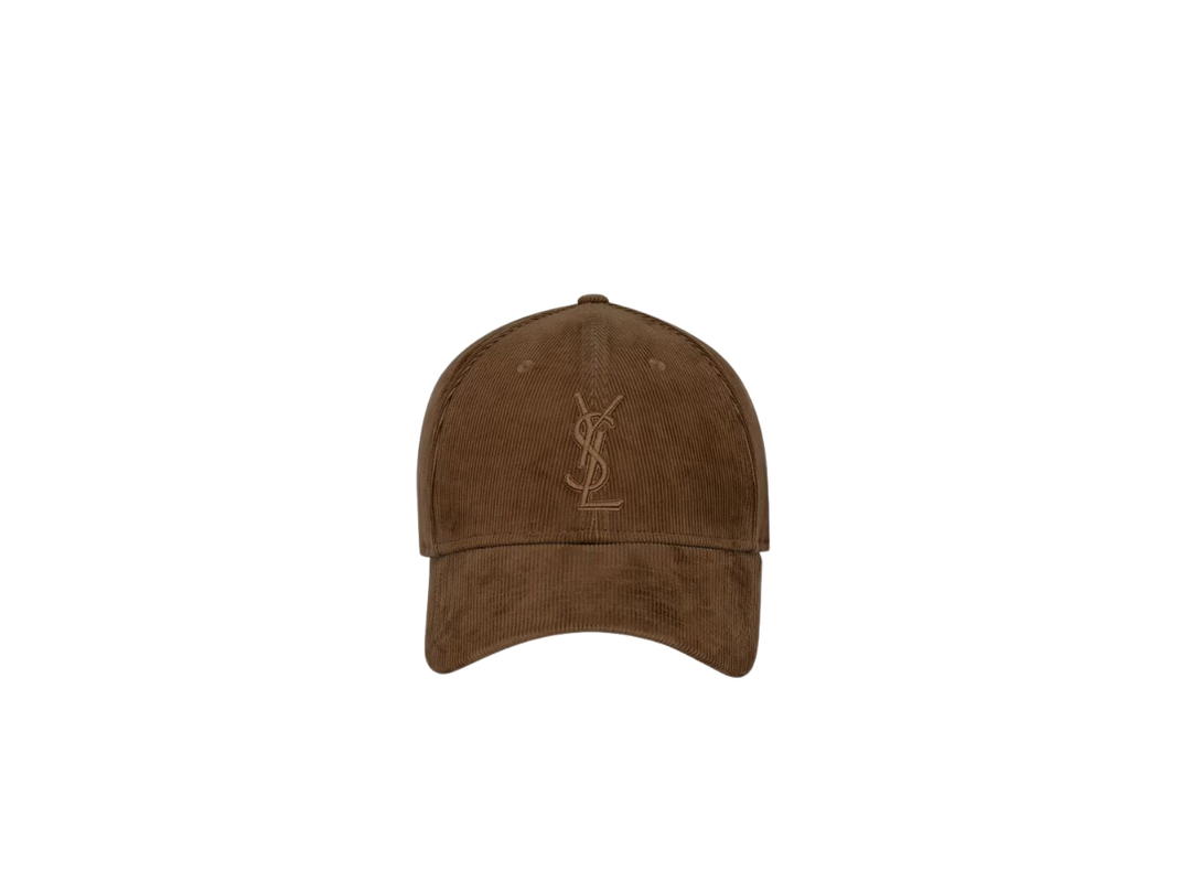 Saint Laurent Saint Laurent New Era Cassandre Cap In Corduroy Brown