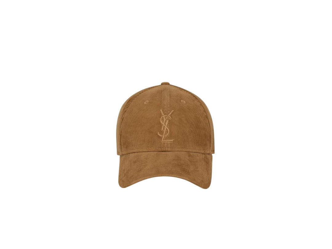 Saint Laurent Saint Laurent New Era Cassandre Cap In Corduroy Camel