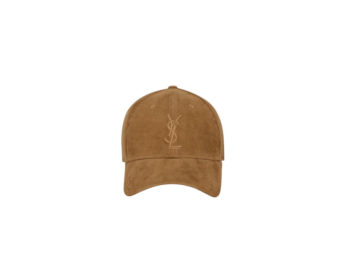 Saint Laurent Saint Laurent New Era Cassandre Cap In Corduroy Camel