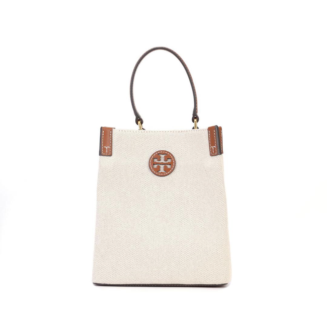 Tory Burch TORY BURCH Canvas With Leather Quality Bucket Bags Shoulder Bag Crossbody Bag Handbag Regular Women's White/Brown