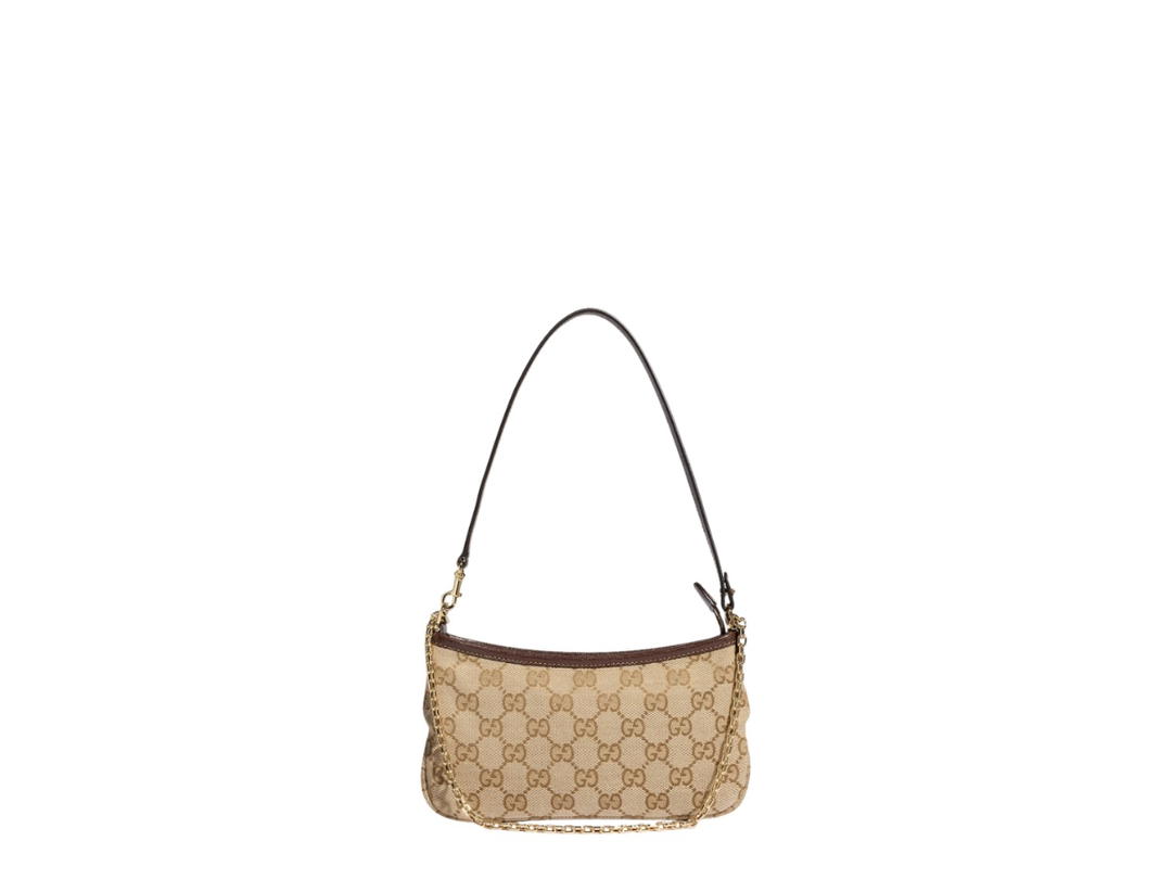Gucci Gucci Gossip Small Shoulder Bag Sand and Dark Brown GG Canvas