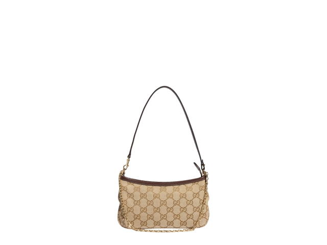 Gucci Gucci Gossip Small Shoulder Bag Sand and Dark Brown GG Canvas - view 1