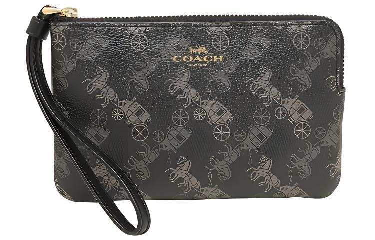 Coach Coach Corner Zip PVC Clutch Regular Women's Black