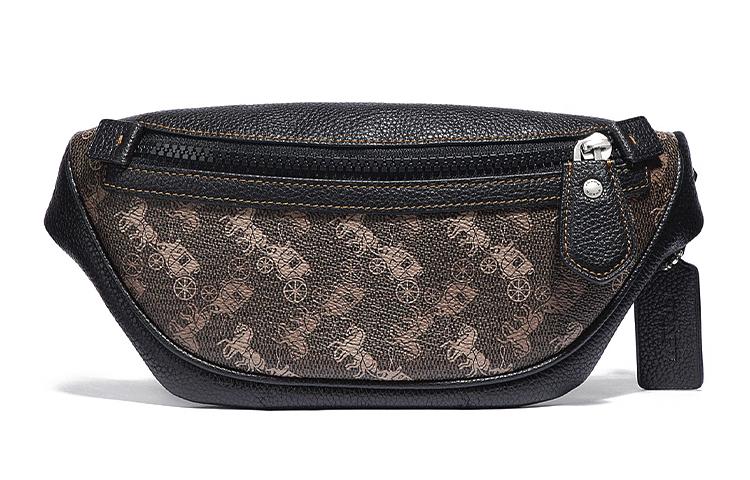 Coach Coach Rivington Canvas One Shoulder Crossbody Bag Sling Bag Fanny Pack Medium Size Men's Black Umber