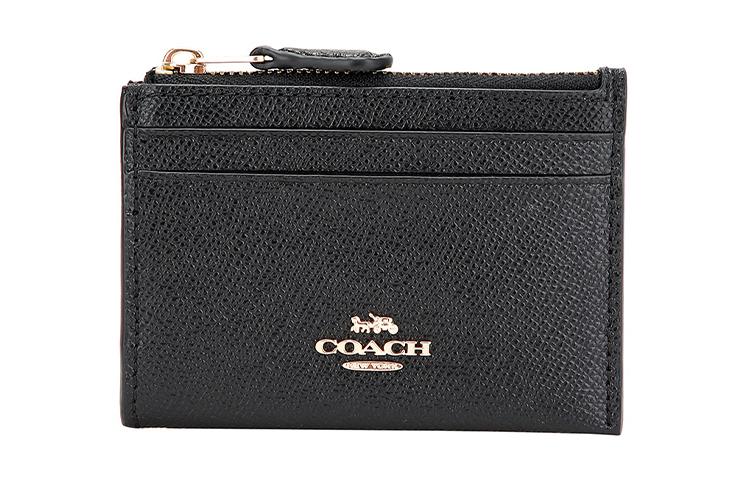 Coach Coach Leather ID Holder Key Pouches Card Holders Mini Women's Black