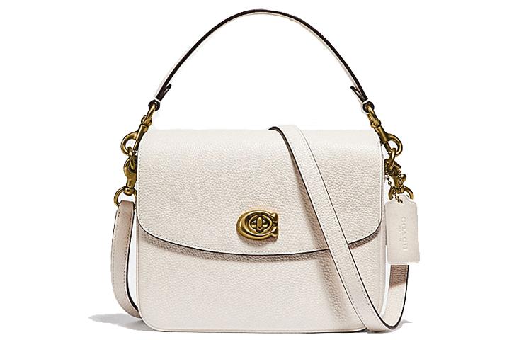 Coach Coach Cassie Polished Pebbled Leather Messenger Bag Handbag Shoulder Bag Crossbody Bag Small Size Women's White