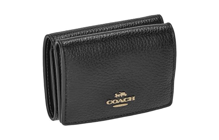 Coach Coach Wallet Pebbled Leather Wallet Unisex Black