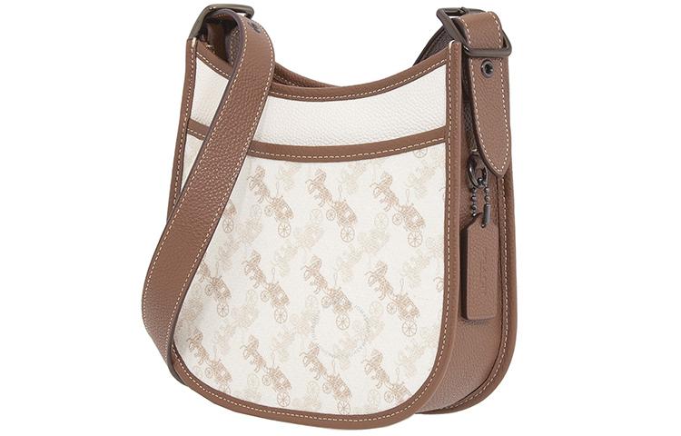 Coach Coach Emery Canvas Leather Canvas Bag Shoulder Bag Crossbody Bag Small Size Women's White/Brown