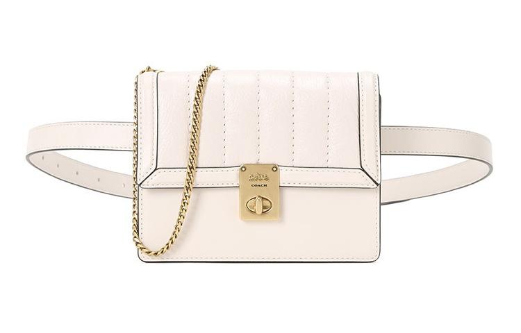Coach Coach Hutton Leather Small Square Bag Fanny Pack Shoulder Bag Crossbody Bag Mini Women's White