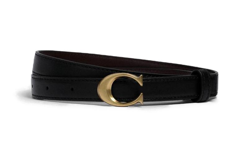Coach Coach Cow Leather Belts Women's Black Width 1.8cm