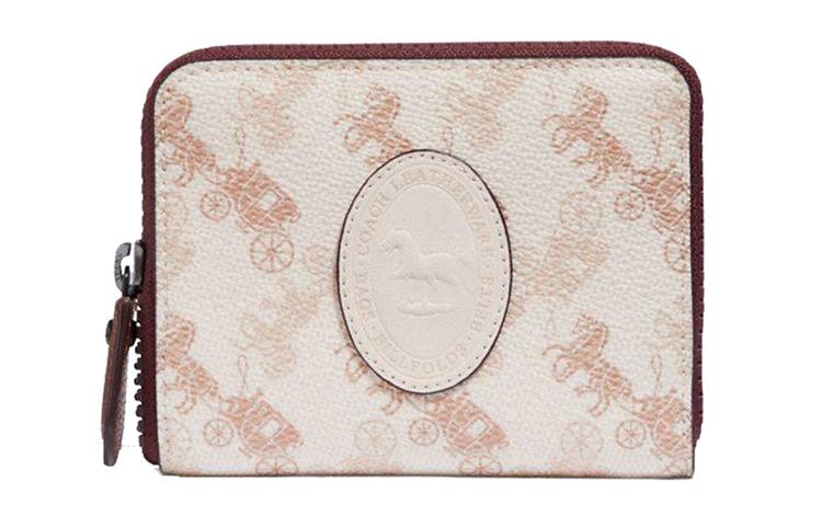 Coach Coach Zip Around Coated Canvas Wallet Small Size Women's White