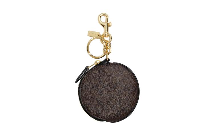 Coach Coach Pouch Printed Canvas Pendant Bag Accessories Women's Brown & Black
