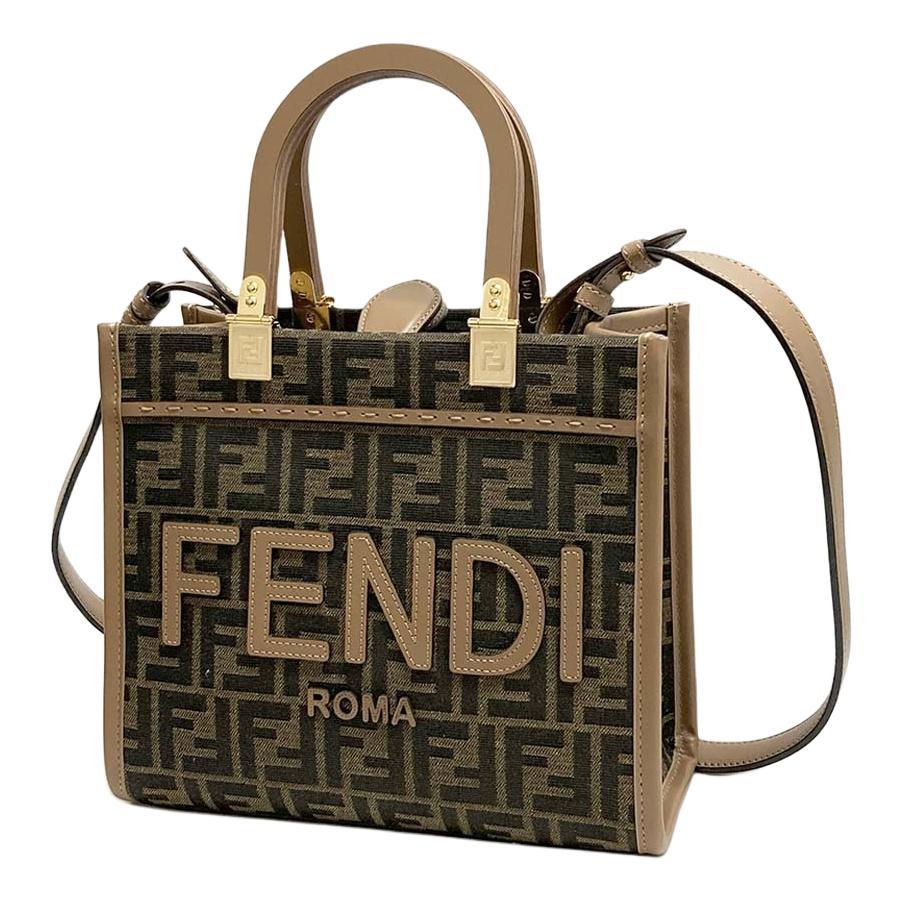 Fendi FENDI Sunshine Polyamide Tote Bag Shopping Bag Shoulder Bag Crossbody Bag Handbags Small Size Women's Brown