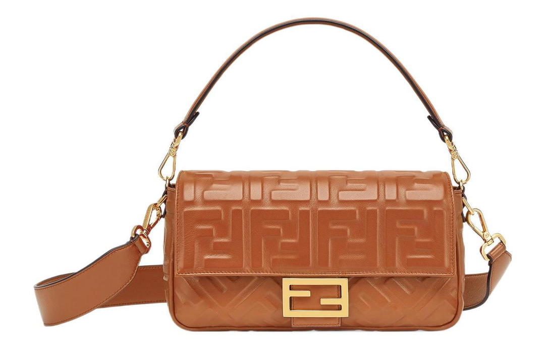 Fendi FENDI Baguette Nappa Leather Portable Crossbody Bag Shoulder Bag Women's Brown