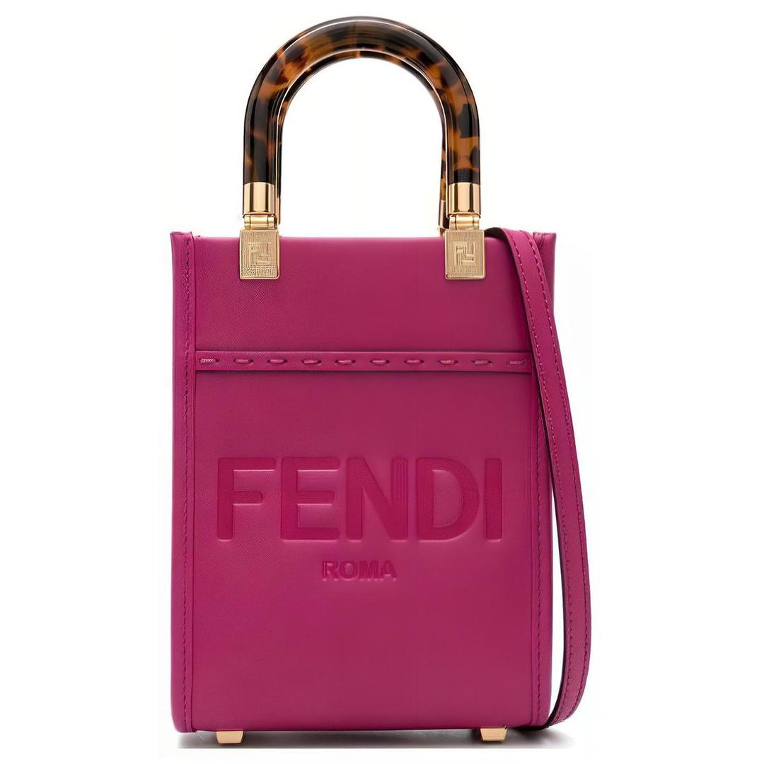 Fendi FENDI Sunshine Calfskin Tote Bag Shopping Bag Shoulder Bag Crossbody Bag Handbag Mini Women's Fuchsia