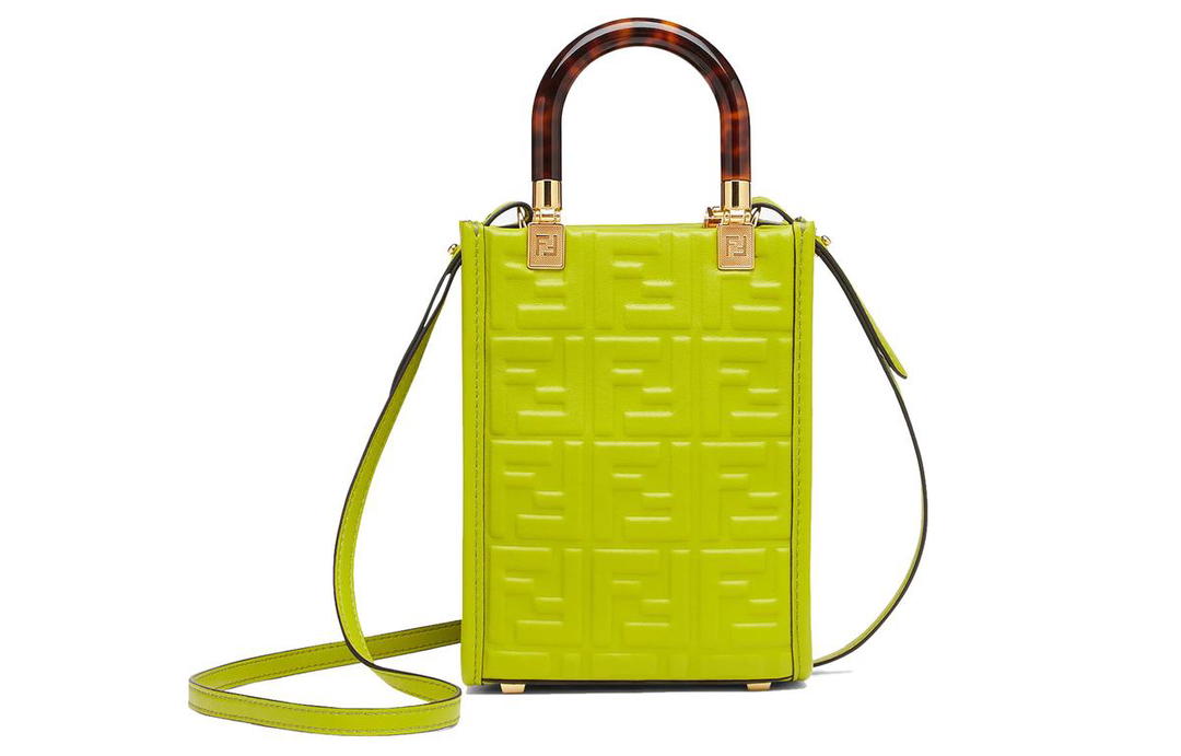 Fendi FENDI Sunshine Cow Leather Handbag, Shoulder Bag, Crossbody Bag Mini Women's Sprout Green