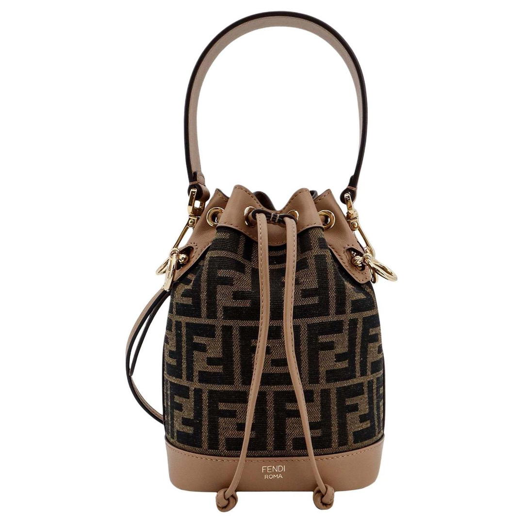 Fendi FENDI Mon Tresor Calfskin Bucket Bag Handbag Crossbody Bag Shoulder Bag Small Size Women's Brown