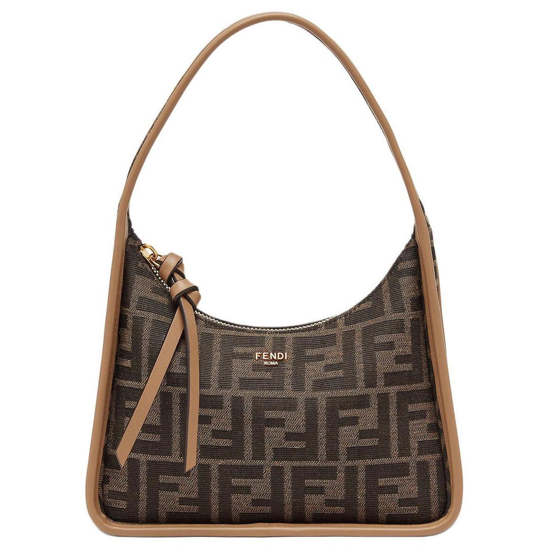 Fendi FENDI Polyester With Cotton Crescent Bag Shoulder Bag Handbag Mini Women's Brown
