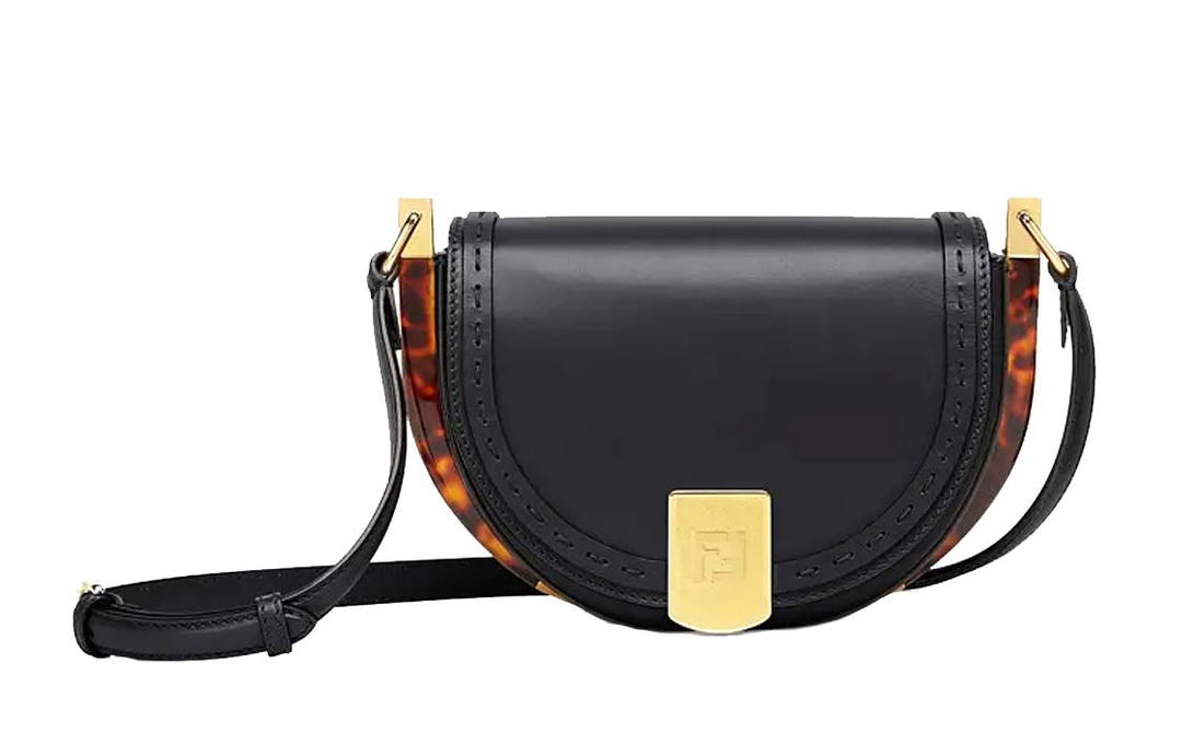 Fendi FENDI Leather Crescent Bag Saddle Bag Crossbody Bag Shoulder Bag Women's Black