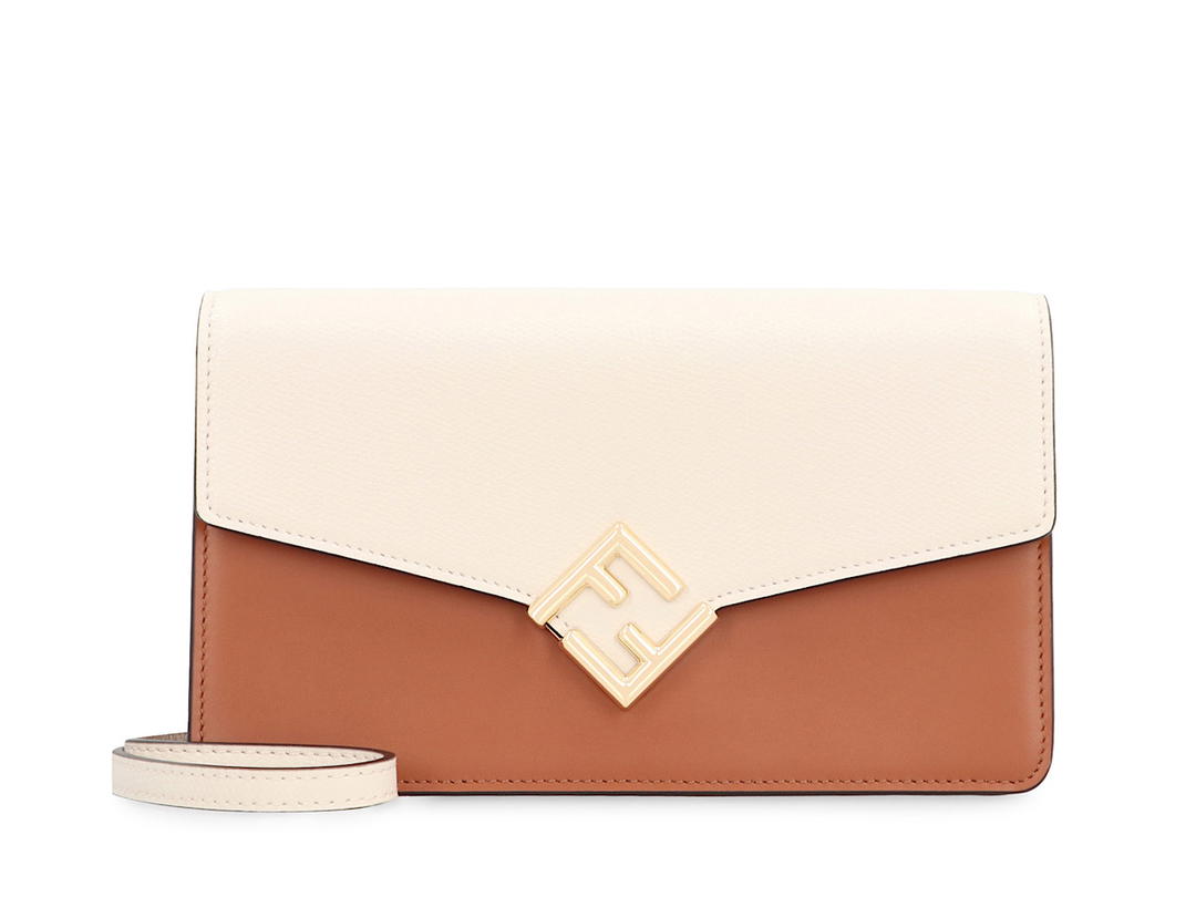 Fendi Fendi Ff Diamonds Leather Wallet On Chainivory Calf 100