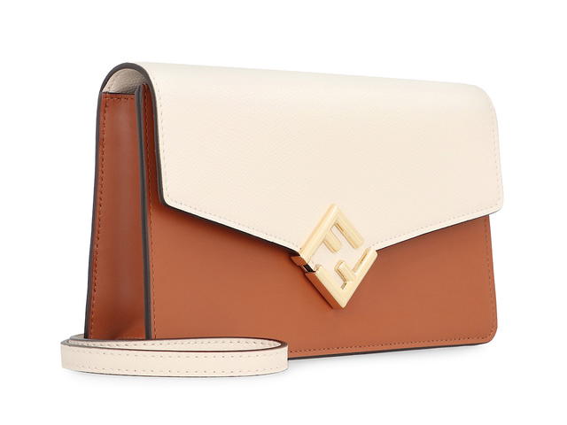 Fendi Fendi Ff Diamonds Leather Wallet On Chainivory Calf 100 - view 3