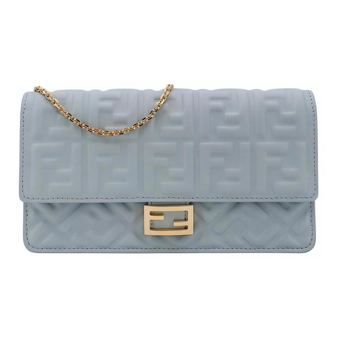Fendi FENDI Baguette Sheepskin Crossbody Bag, Shoulder Bag Women's Light Blue