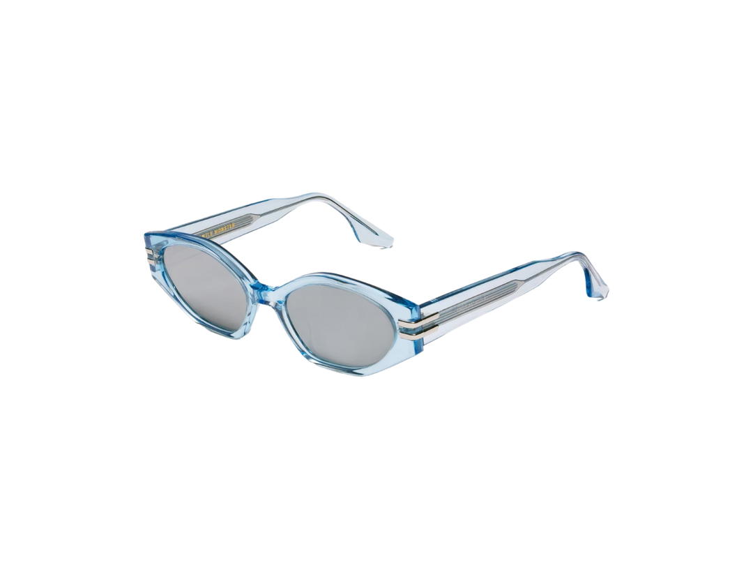 Gentle Monster Gentle Monster Ghost BLC1 In Unique Hexagonal Frame With Silver Mirrored Lenses