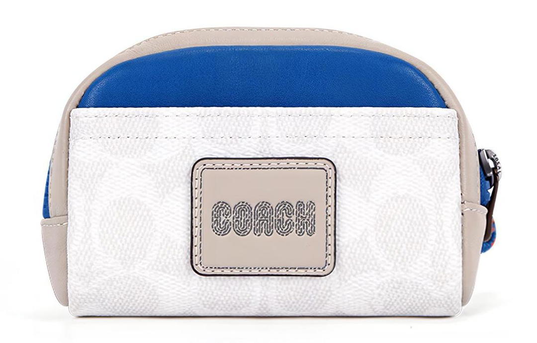 Coach Coach Pacer Canvas Coin Purse Mini Men's White & Blue