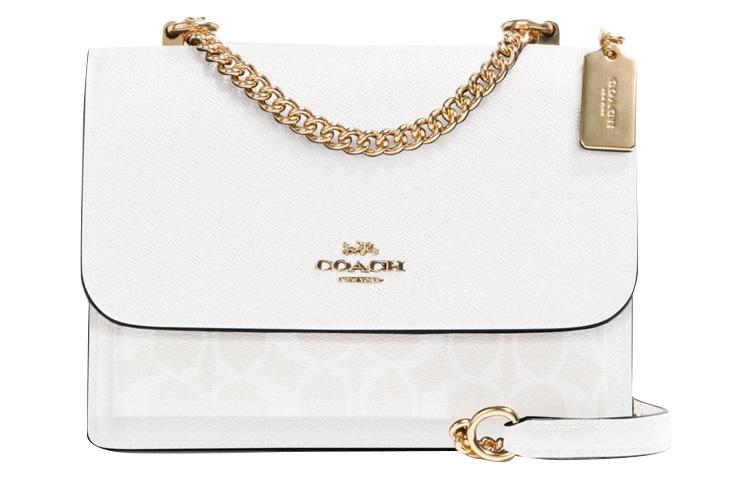 Coach Coach Klare Coated Canvas With Leather Trunk Bag Shoulder Bag Crossbody Bag Medium Size Women's Glacier White