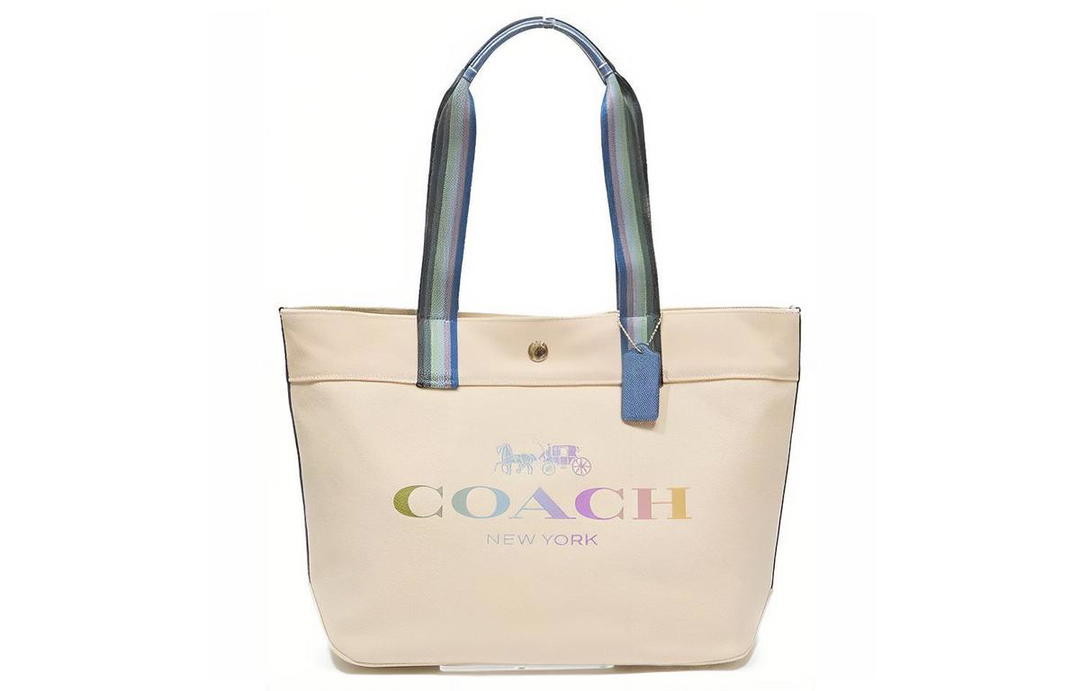 Coach Coach Disney Collaboration Recycled Tote Canvas Portable Crossbody Bag Shoulder Bag Large Size Women's White