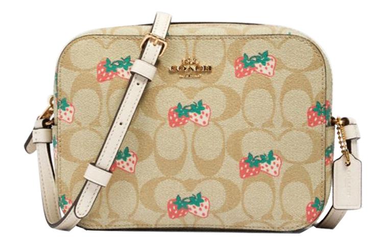 Coach Coach Camera Leather Square Bag Women's Khaki Monogram