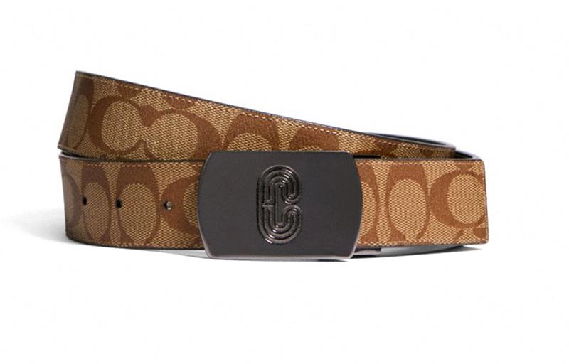Coach Coach Men's Print Leather Plate Buckle Leather Belts Men's
