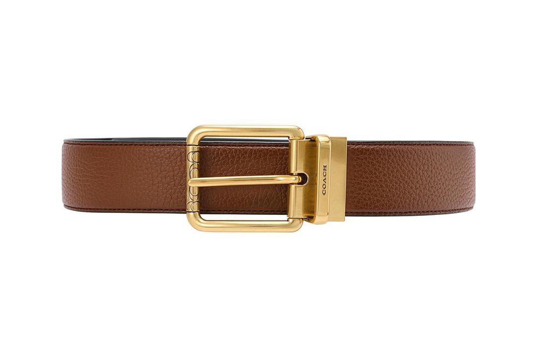 Coach Coach Cow Leather Belt Men's Brown Width 3.5cm