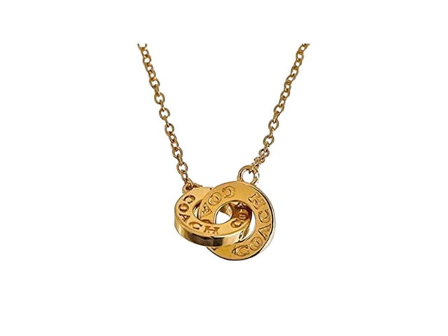 Coach Coach Interlocking Open Circle Pendant Necklace Gold - view 2
