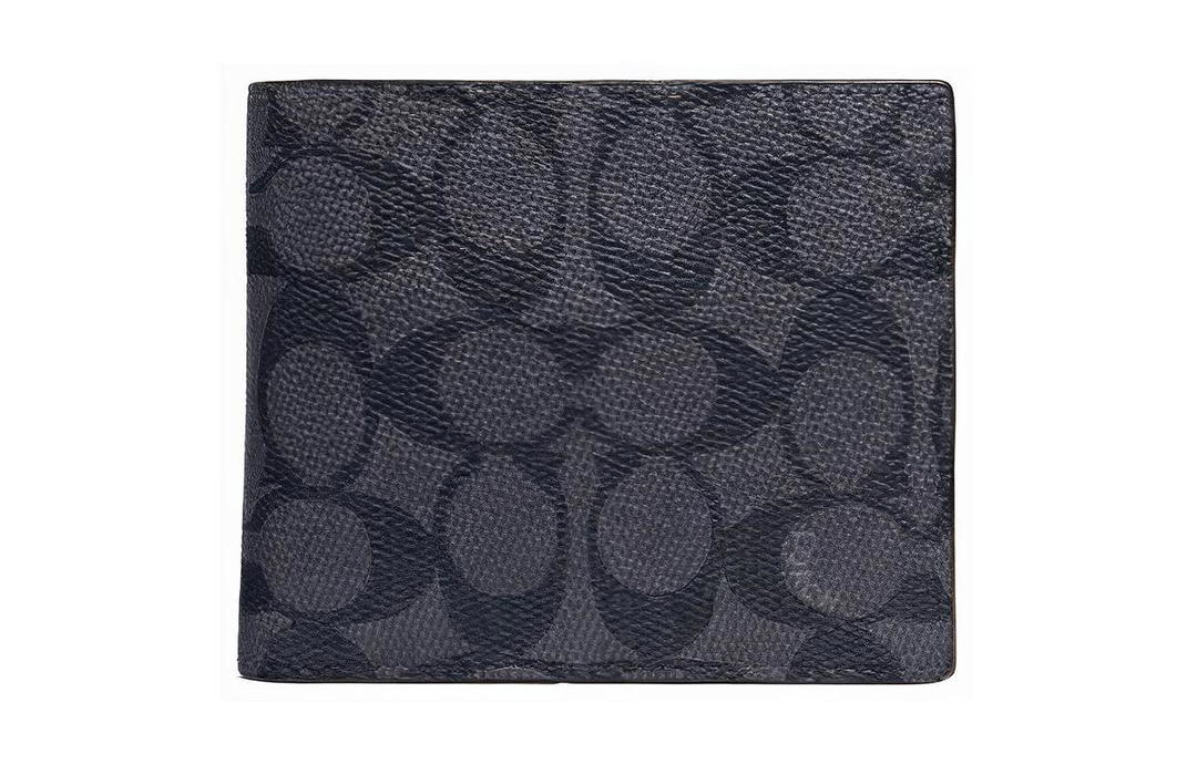 Coach Coach 3 IN 1 Wallet Coated Canvas With Calfskin Wallet Men's Gray Blue