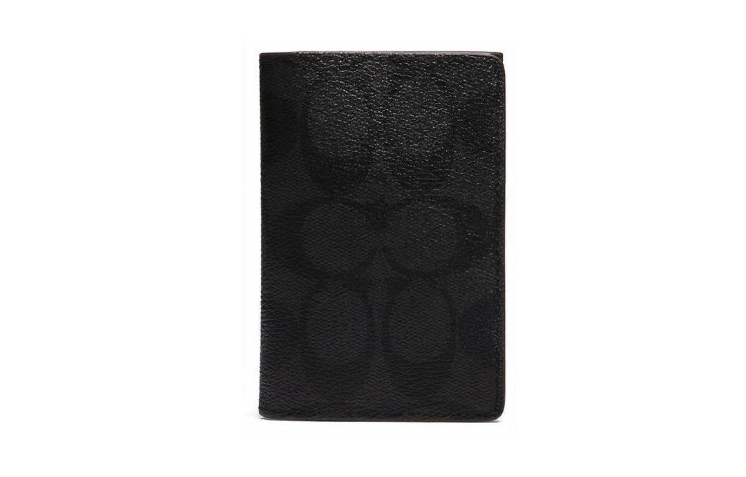 Coach Coach Card Case Cow Leather Card Clip Card Holder Men's Black