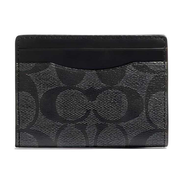 Coach Coach Card Case Cow Leather Card Holder Small Size Women's Black