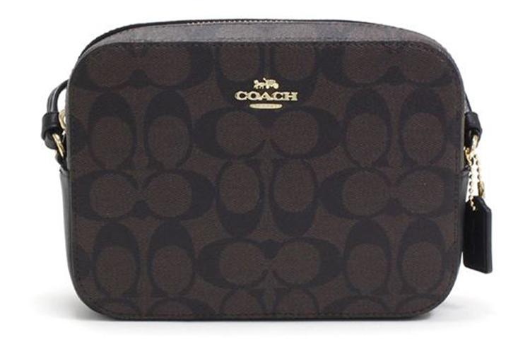 Coach Coach Camera Coated Canvas With Leather Small Square Camera Bag Crossbody Bag Shoulder Bag Women's Dark Brown