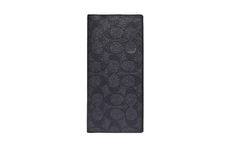 Coach Coach Breast Pocket Canvas With Leather Clutches Wallets Men's Black Gray Color