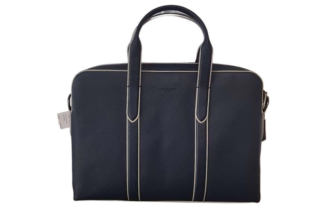 Coach Coach Metropolitan Cow Leather Briefcase Handbag Shoulder Bag Crossbody Bag Large Size Men's Midnight Blue