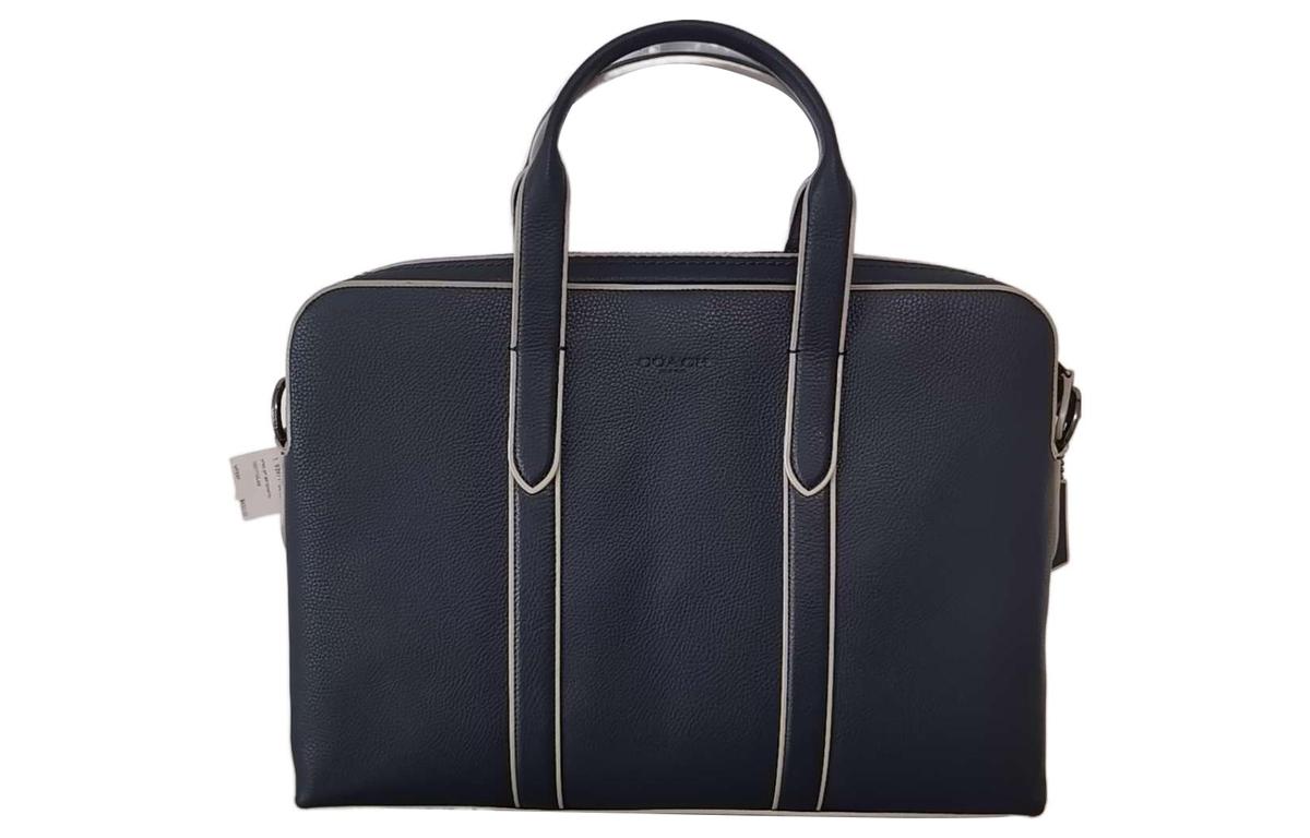 Coach Coach Metropolitan Cow Leather Briefcase Handbag Shoulder Bag Crossbody Bag Large Size Men's Midnight Blue