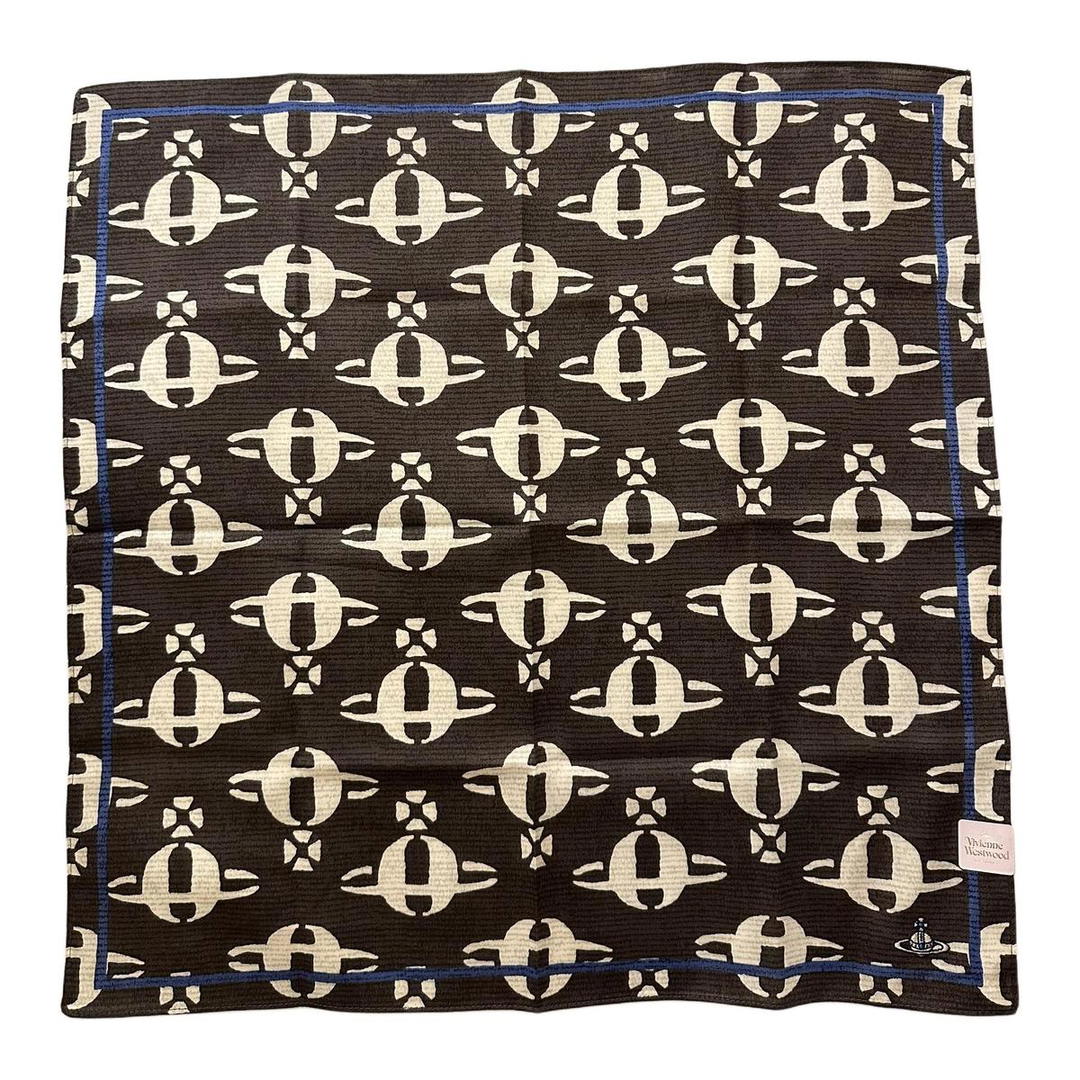 Vivienne Westwood Vivienne Westwood Cotton Silk Scarves Unisex Classic Black White Saturn