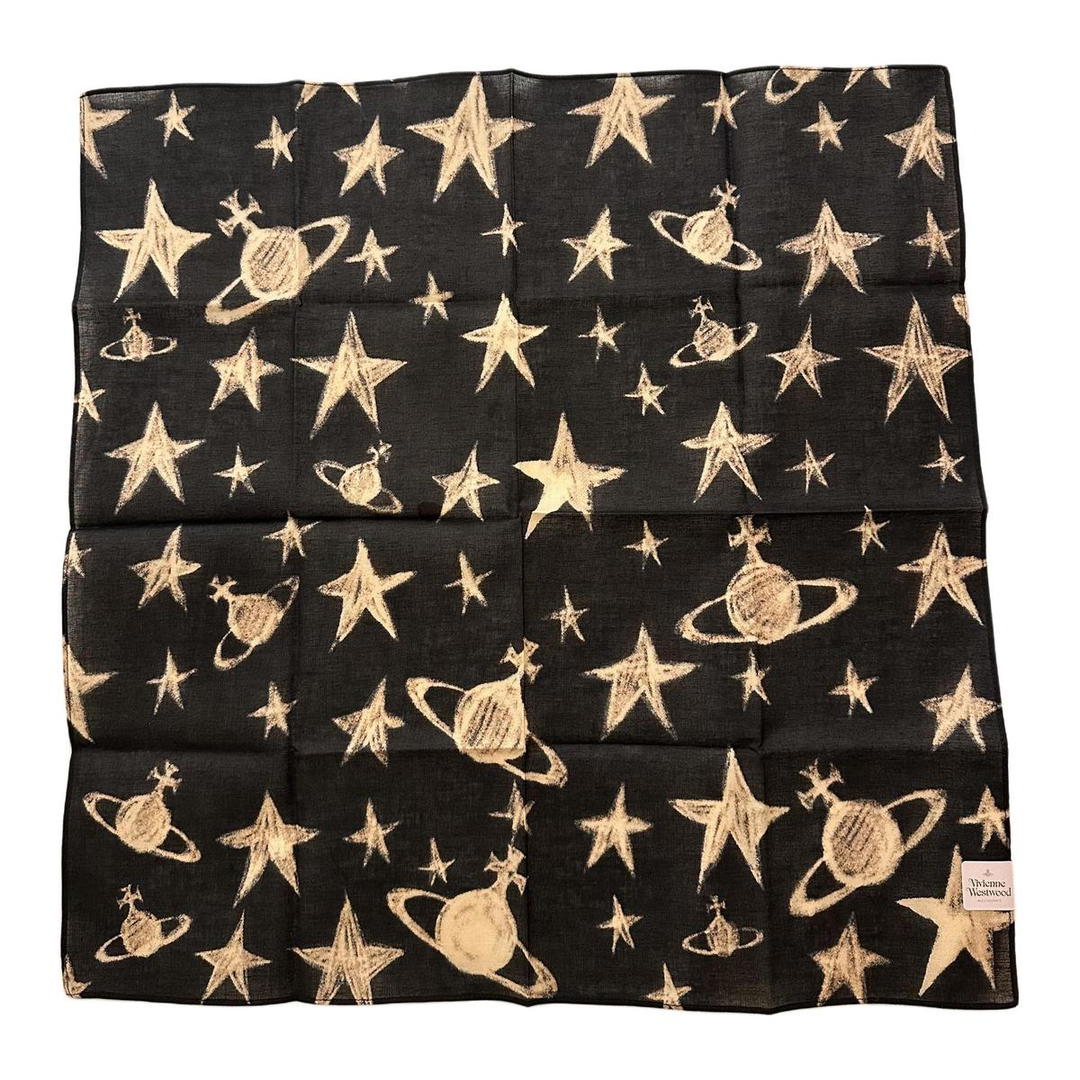 Vivienne Westwood Vivienne Westwood Cotton Silk Scarves Unisex Black Saturn Classic