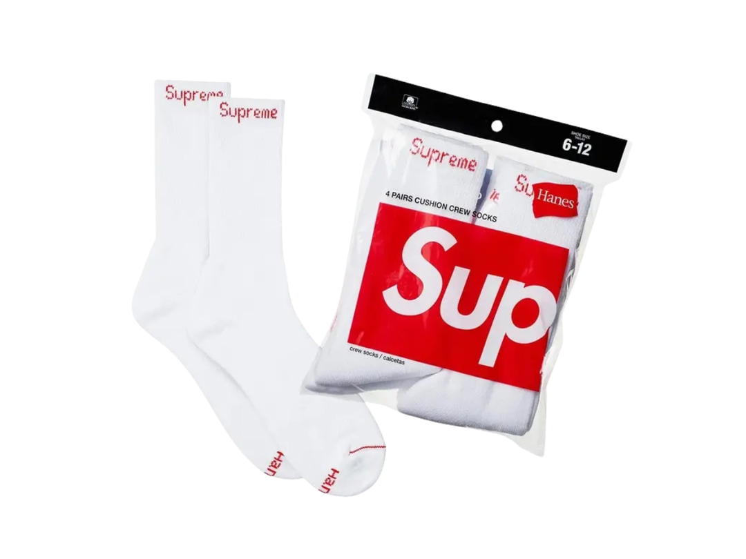Supreme Supreme x Hanes Crew Socks (4 Pack) White