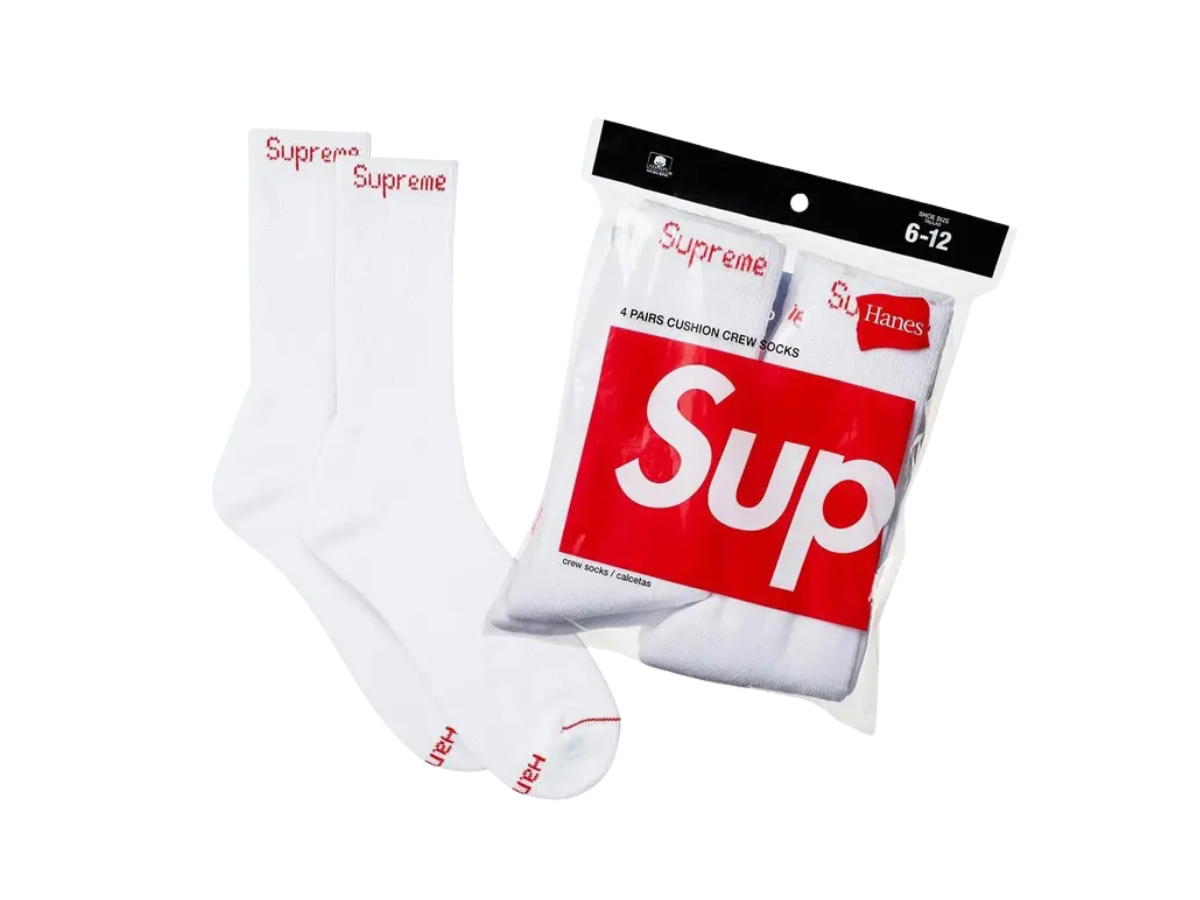 Supreme Supreme x Hanes Crew Socks (4 Pack) White