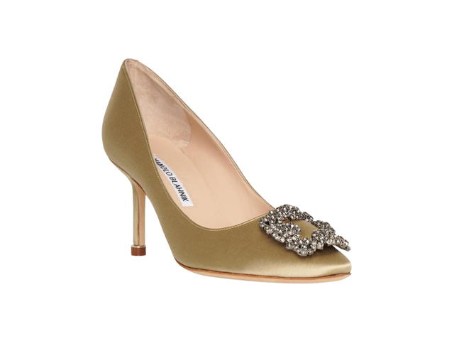 Manolo Blahnik Manolo Blahnik Hangisi 70 Sage Satin Pumps Beige (Women's) - view 2