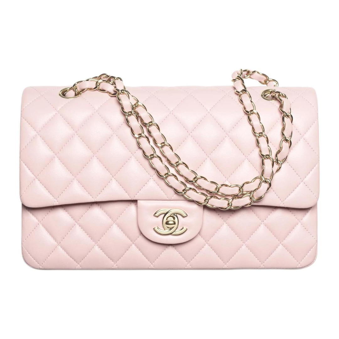 Chanel Chanel Classic Flap CF Lambskin Handbag Women's Pink