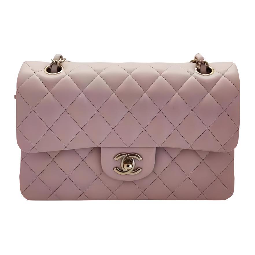 Chanel Chanel Classic Flap CF Sheepskin Mouth Cover Bag Crossbody Bag Small Size Women's Pink